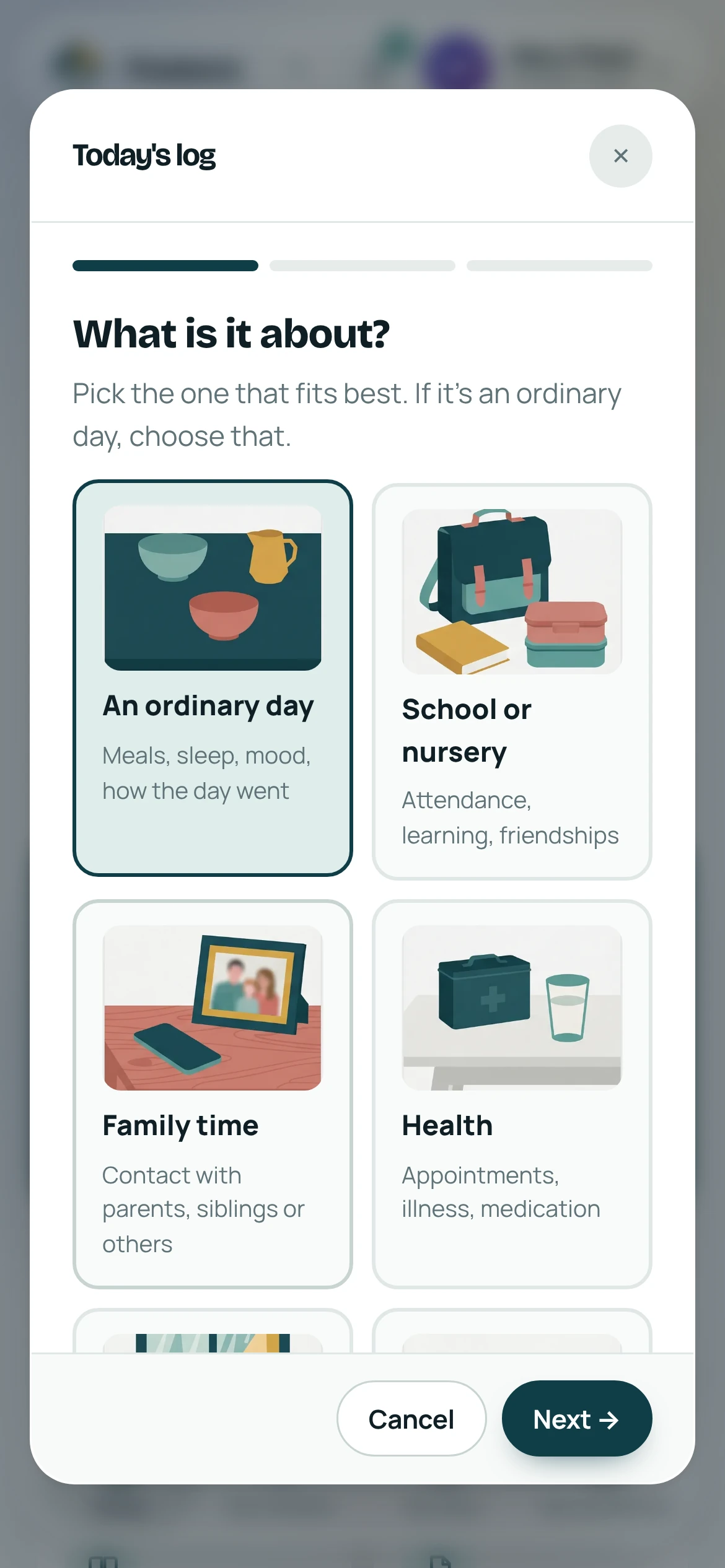 Step one of today's log: choosing what it's about
